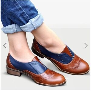 Julia Bo PERSHING LACELESS OXFORDS Shoes EU 40 Size 9-9.5 Leather Preppy penny